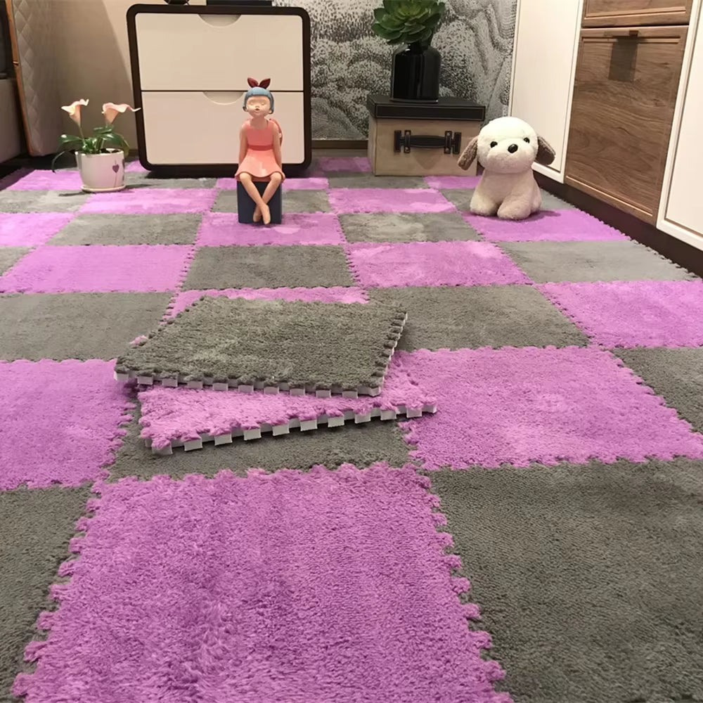Soft Plush Children'S Mat Baby Toys Eva Foam Puzzle Carpet Warm Children Play Mats Interlocking Rugs Infant Carpet 30*30*1Cm