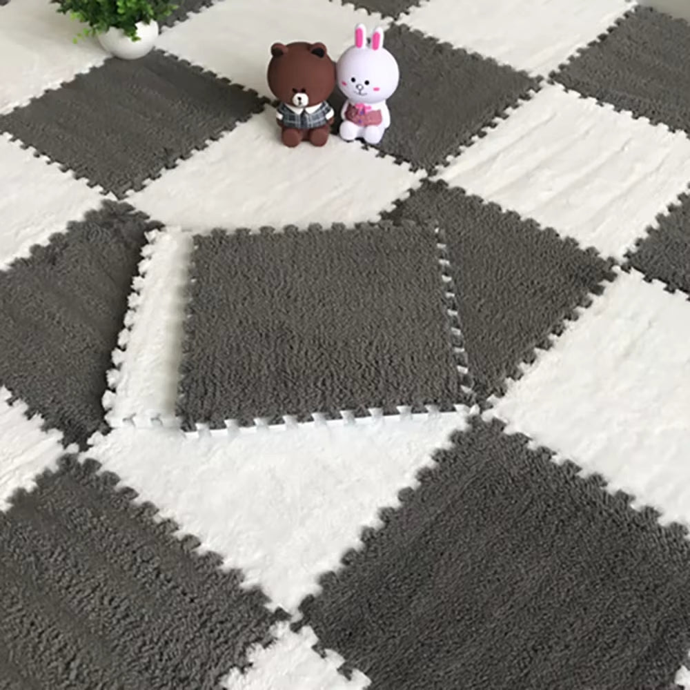 Soft Plush Children'S Mat Baby Toys Eva Foam Puzzle Carpet Warm Children Play Mats Interlocking Rugs Infant Carpet 30*30*1Cm