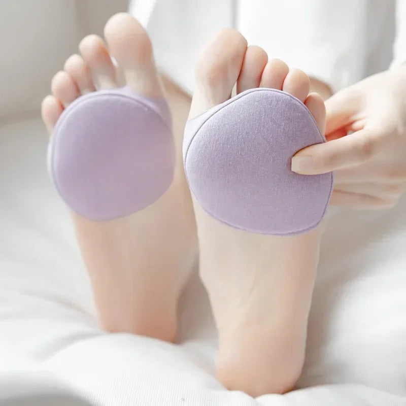 Forefoot Pads for Women High Heels Insoles for Feet Pain Care Five Toes Thin Breathable Ice Silk Invisible Socks Inserts 1Pair