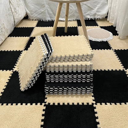 Soft Plush Children'S Mat Baby Toys Eva Foam Puzzle Carpet Warm Children Play Mats Interlocking Rugs Infant Carpet 30*30*1Cm