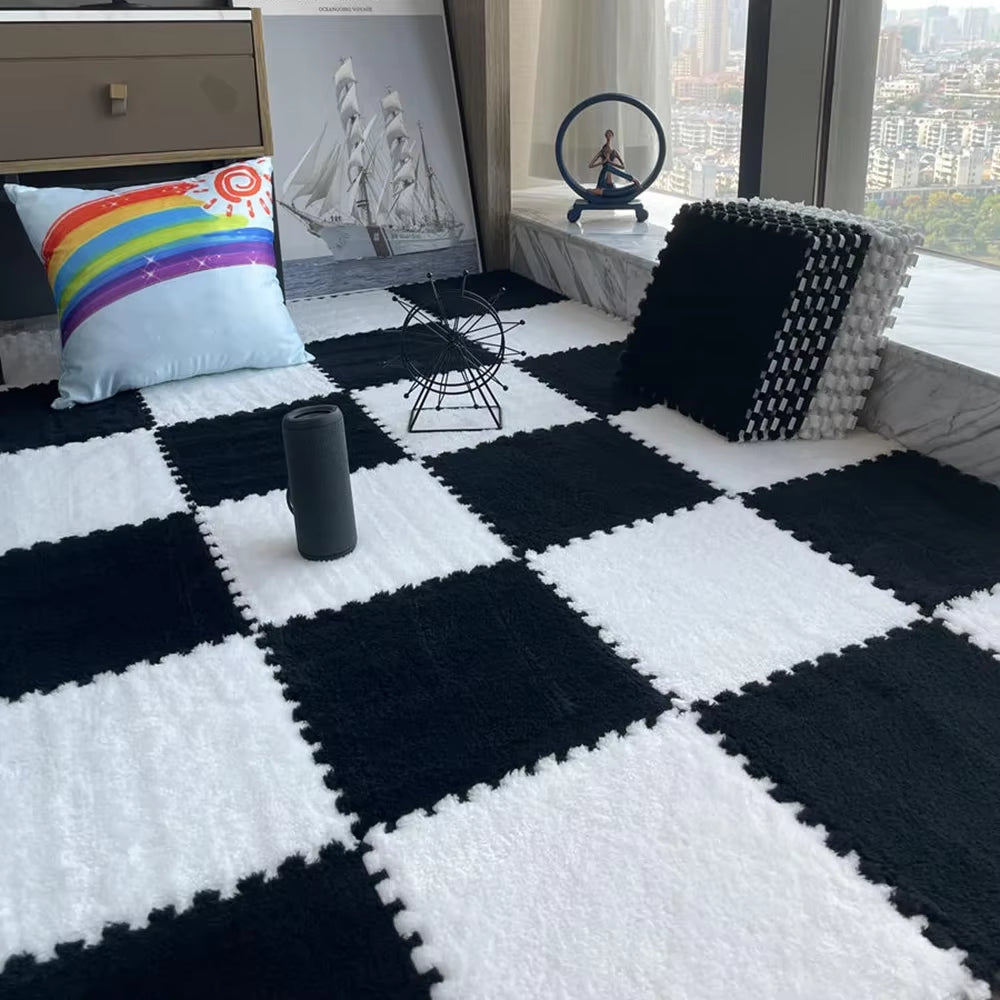 Soft Plush Children'S Mat Baby Toys Eva Foam Puzzle Carpet Warm Children Play Mats Interlocking Rugs Infant Carpet 30*30*1Cm