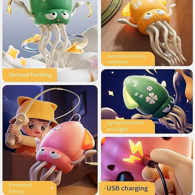 Electric Dancing Octopus Toy Automatic Swing Crawling Dancing Automatic Obstacle Avoidance Octopus Sensor Toy with LED Music Kid