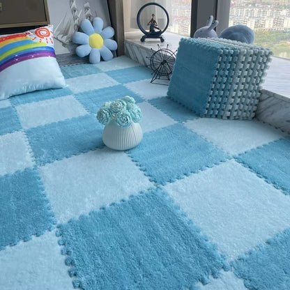 Soft Plush Children'S Mat Baby Toys Eva Foam Puzzle Carpet Warm Children Play Mats Interlocking Rugs Infant Carpet 30*30*1Cm