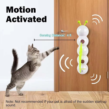 Caterpillar Interactive Cat Toy Motion Activated Wack a Worm Post Toy Rechargeable Automatic Teasing Cat Toy with Tail for Cats
