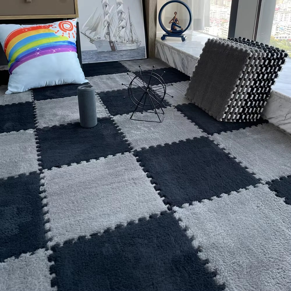 Soft Plush Children'S Mat Baby Toys Eva Foam Puzzle Carpet Warm Children Play Mats Interlocking Rugs Infant Carpet 30*30*1Cm