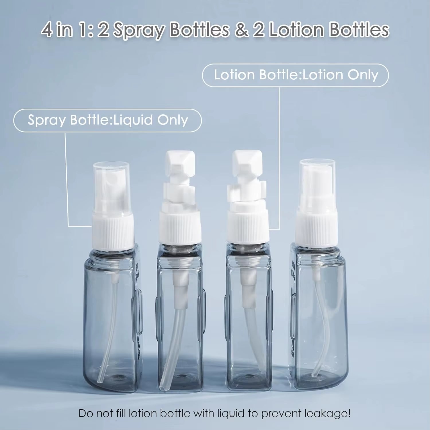 Mini Shampoo Dispenser Portable Travel Bottle Set Refillable Travel Bottles Set for Toiletries Spray Shampoo Shower Lotion